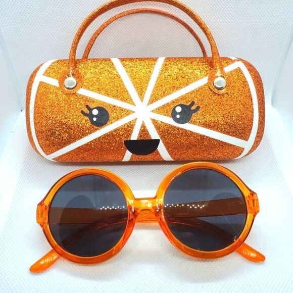 Orange Sunglasses & Orange Sparkly Case - Picture 1 of 6